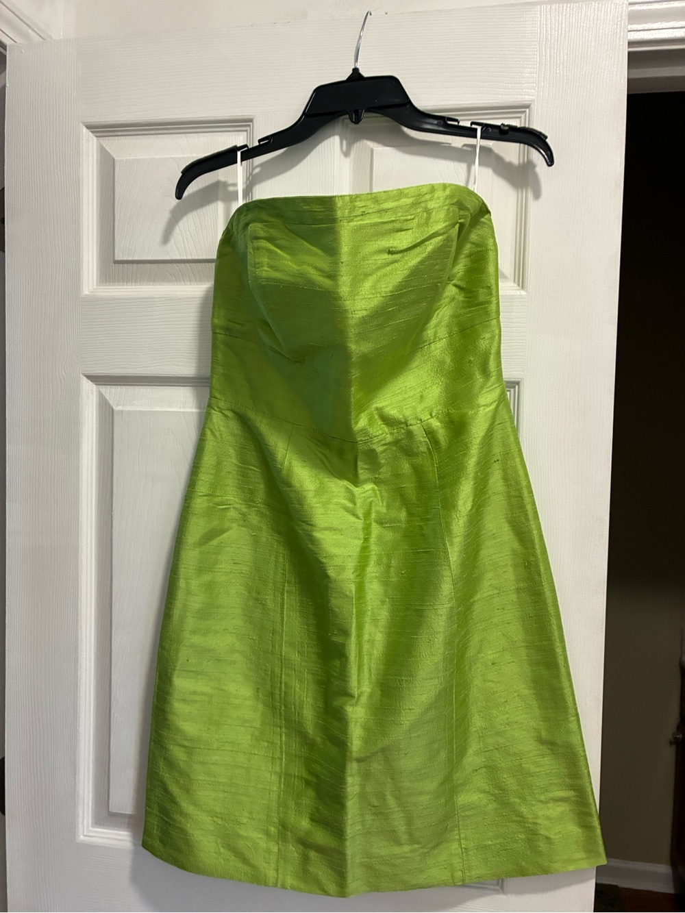 Lula Kate Strapless chartreuse shantung Green Cocktail Dress Like New. Sz 6